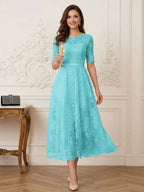 Jessalyn Rue Pool Blue back view mother of the bride dress