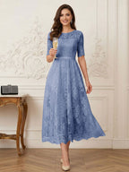 Jessalyn Rue Steel Blue front view mother of the bride dress