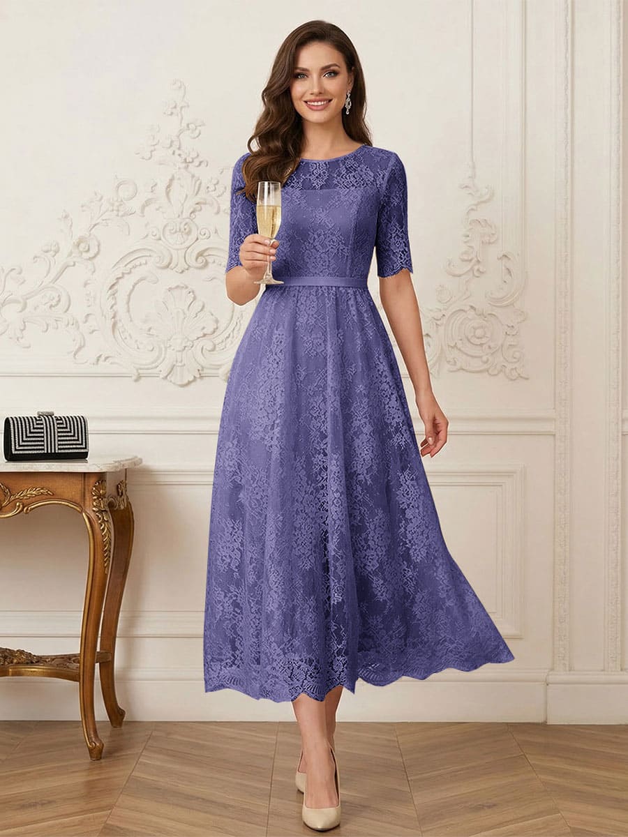 Jessalyn Rue Dusty Blue back view mother of the bride dress