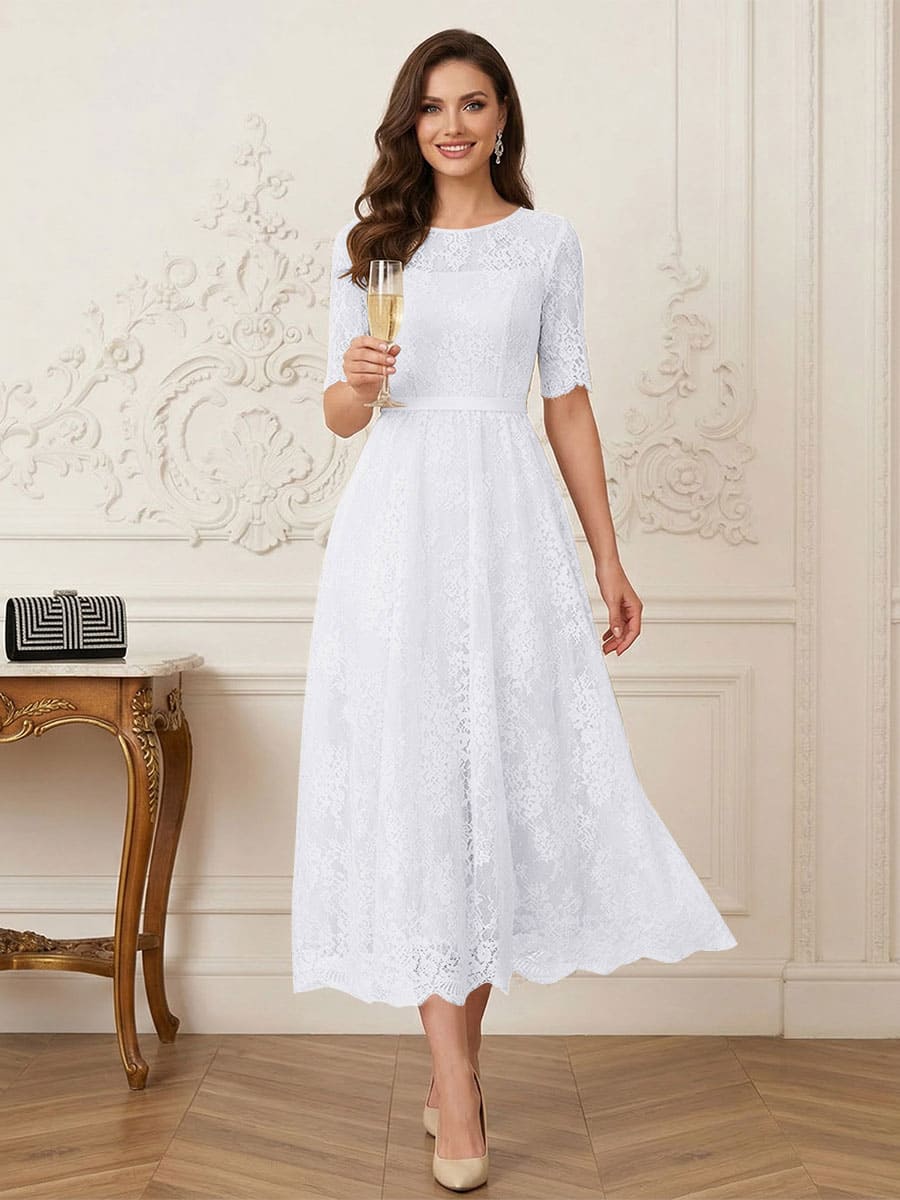 Jessalyn Rue White front view mother of the bride dress