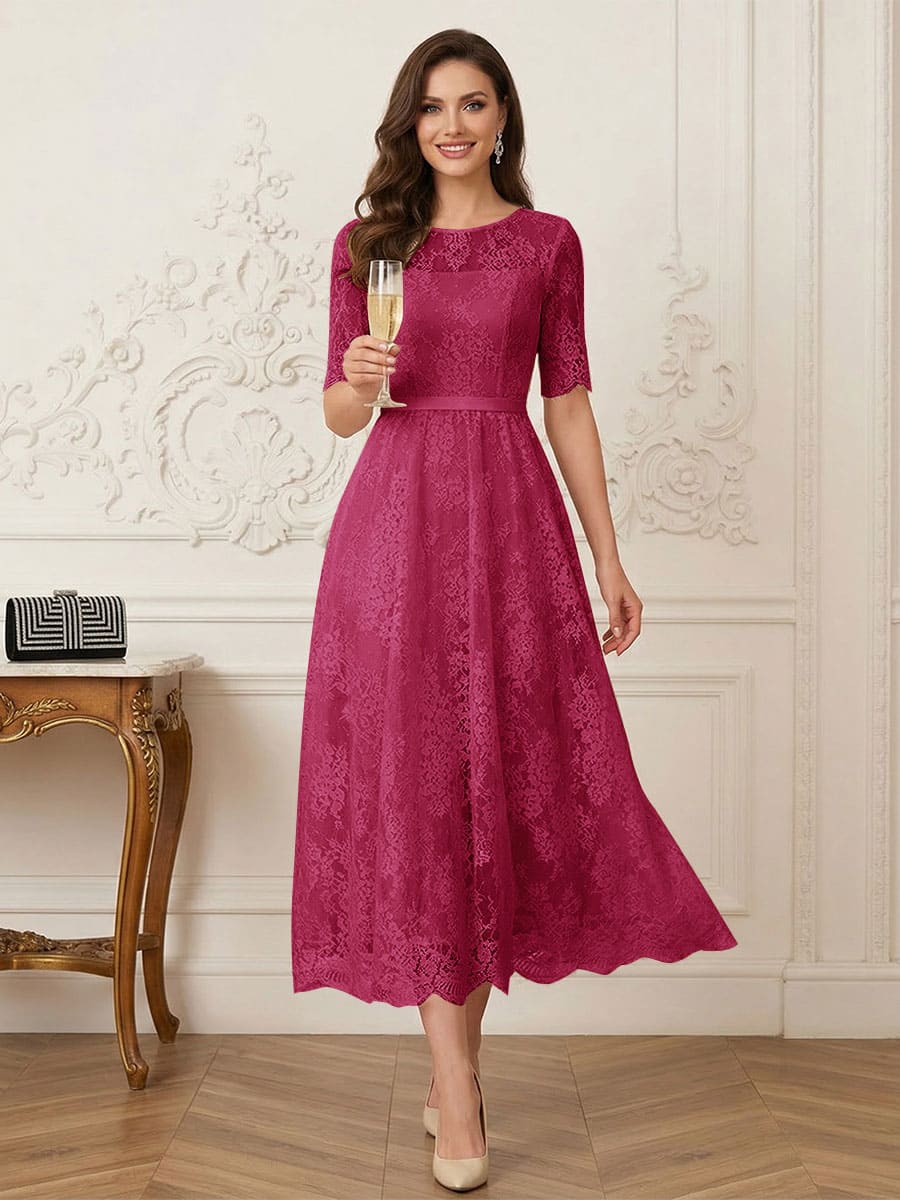 Jessalyn Rue Burgundy side view mother of the bride dress