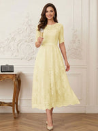 Jessalyn Rue Yellow front view mother of the bride dress
