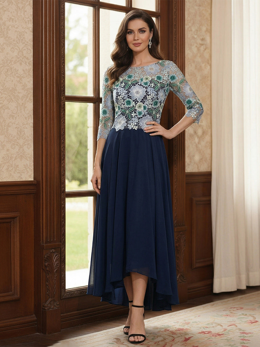 Yara Mae Navy Blue front view mother of the bride dress