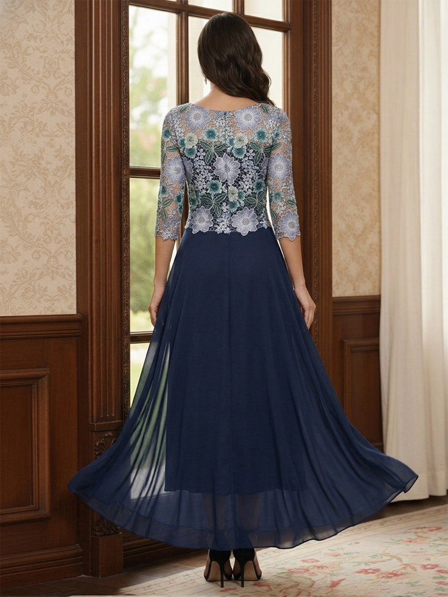 Yara Mae Navy Blue back view mother of the bride dress