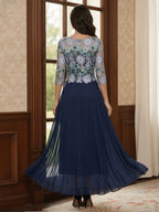 Yara Mae Navy Blue back view mother of the bride dress