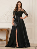Melisande Dawn Black front view mother of the bride dress