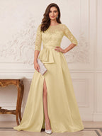 Melisande Dawn Champagne front view mother of the bride dress
