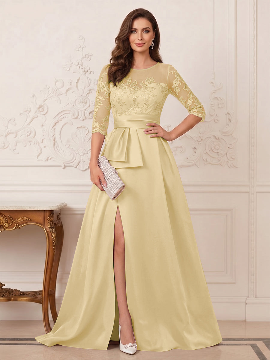 Melisande Dawn Champagne front view mother of the bride dress