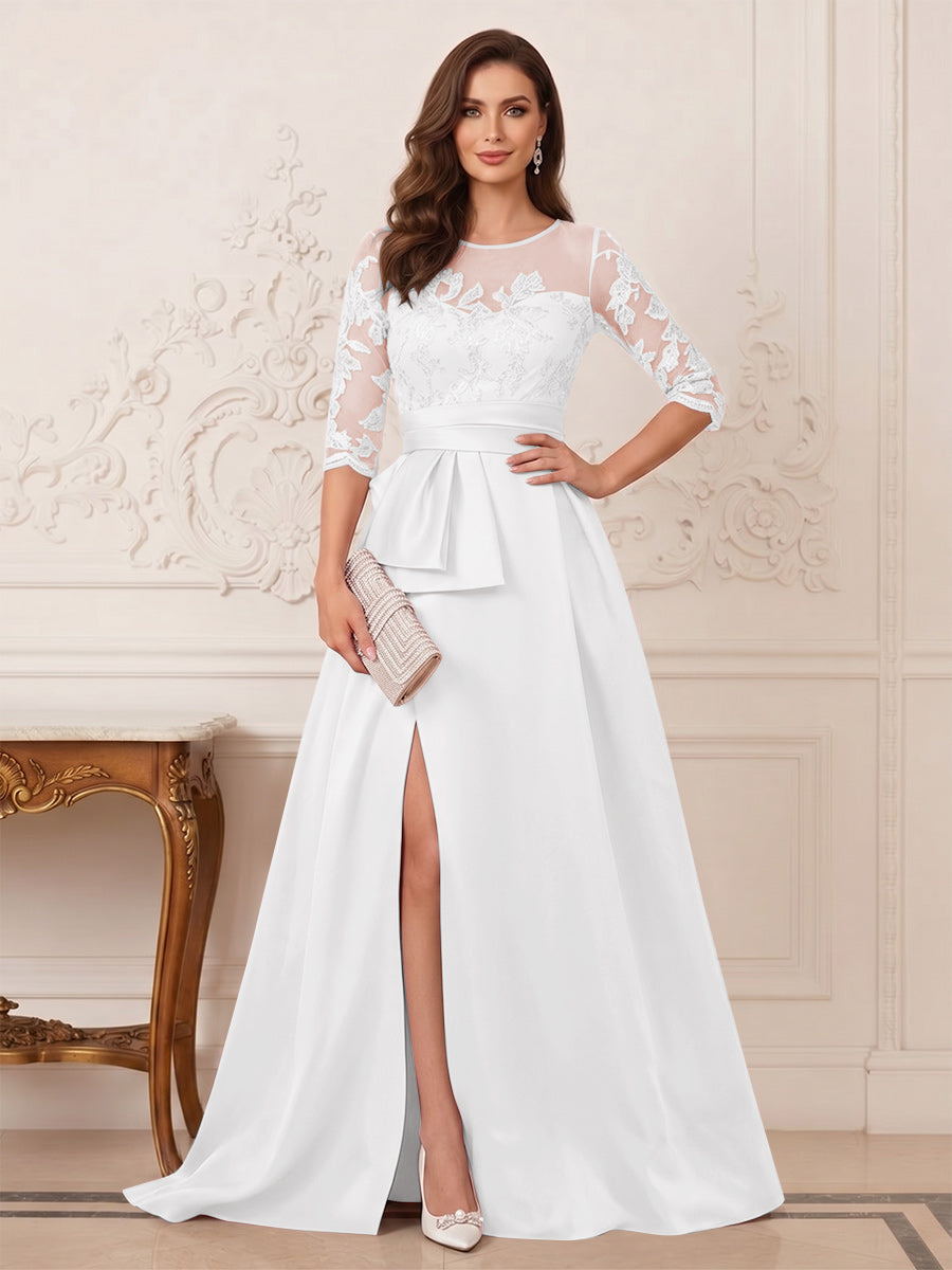 Melisande Dawn White front view mother of the bride dress
