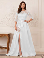 Melisande Dawn White back view mother of the bride dress