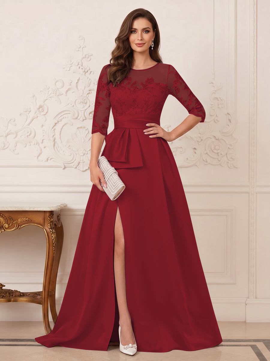 Melisande Dawn Burgundy back view mother of the bride dress