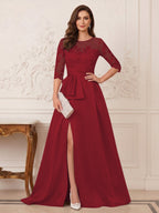 Melisande Dawn Burgundy back view mother of the bride dress