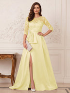 Melisande Dawn Yellow front view mother of the bride dress