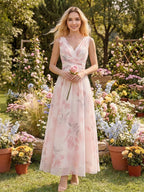Emmeline Pearl Pink front view bridesmaid dress