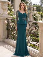 Camille Elise Peacock front view mother of the bride dress