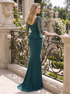 Camille Elise Peacock back view mother of the bride dress