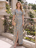 Gillian Elise Sky Blue front view mother of the bride dress