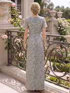 Gillian Elise Sky Blue back view mother of the bride dress