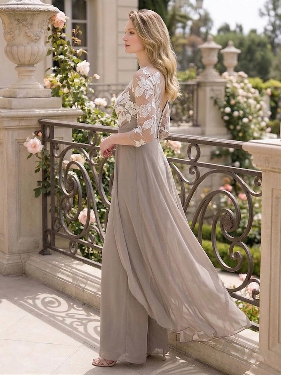 Roseline taupe side view mother of the bride outfit