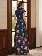 Ariana Mae Navy Blue back view mother of the bride dress