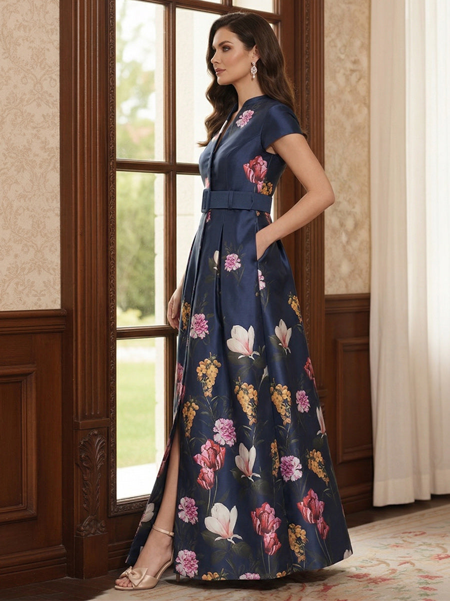 Ariana Mae Navy Blue side view mother of the bride dress
