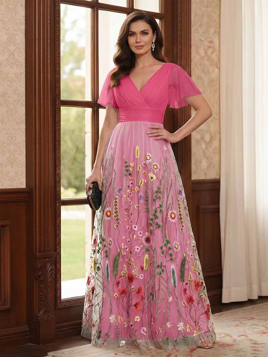 Therese June Fuchsia back view mother of the bride dress
