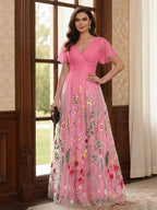 Therese June Hot Pink front view mother of the bride dress