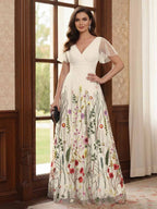 Therese June Champagne back view mother of the bride dress
