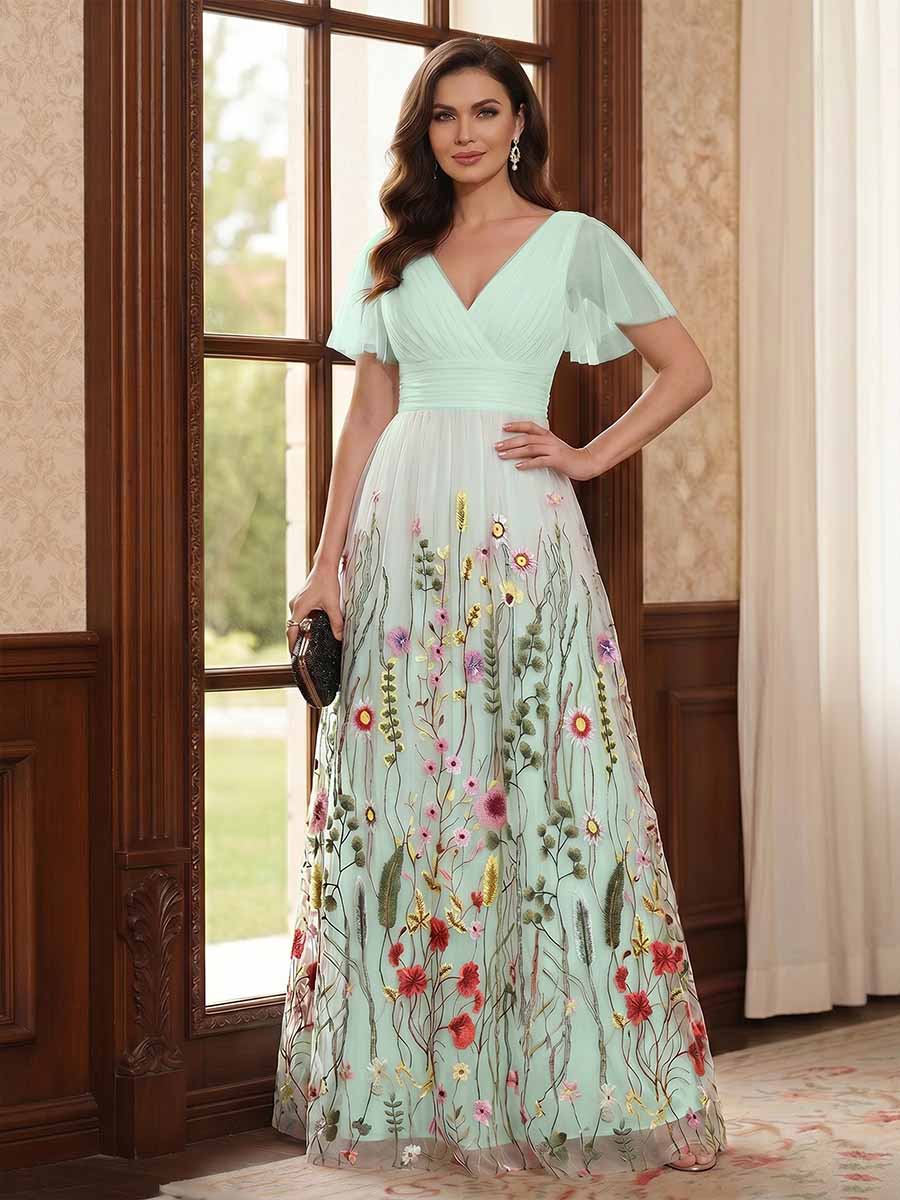 Therese June Mint Green front view mother of the bride dress