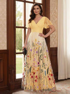Therese June Gold back view mother of the bride dress