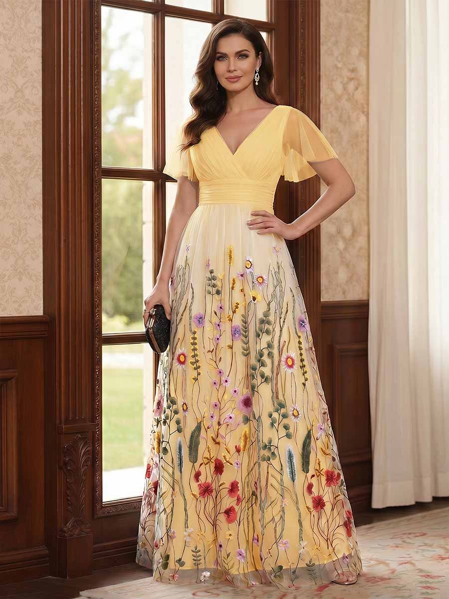 Therese June Gold back view mother of the bride dress