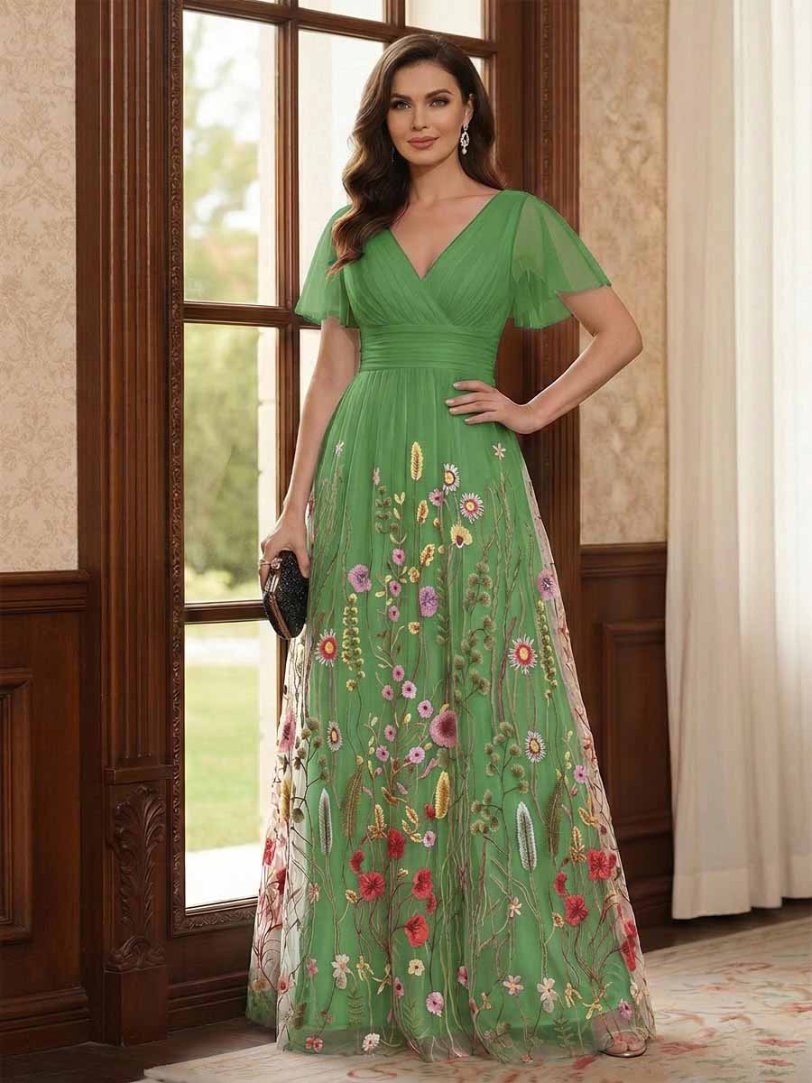 Therese June Olive Green front view mother of the bride dress
