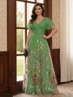 Therese June Olive Green front view mother of the bride dress