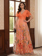 Therese June Orange front view mother of the bride dress