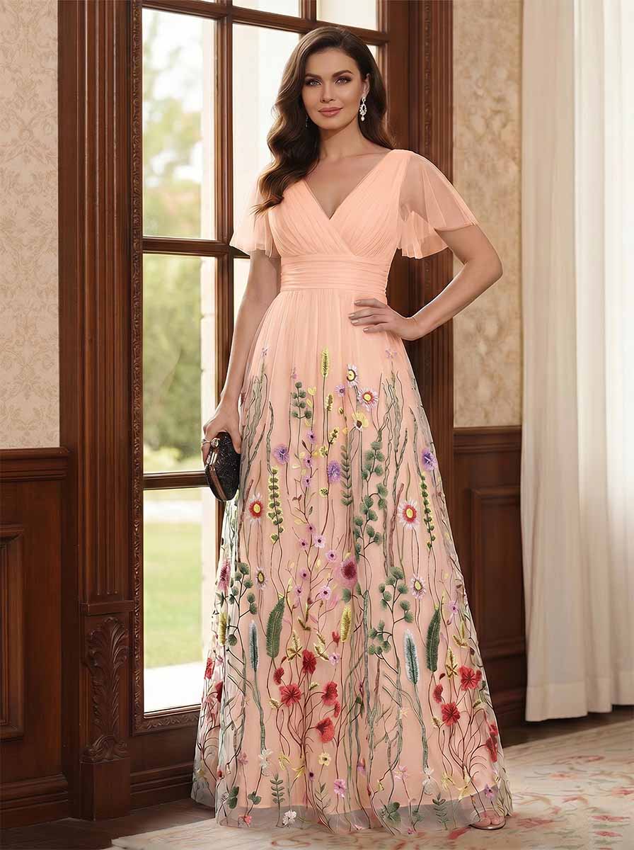 Therese June Coral back view mother of the bride dress