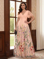 Therese June Coral back view mother of the bride dress