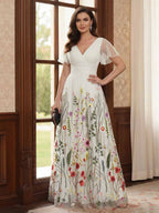 Therese June Silver front view mother of the bride dress