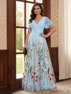 Therese June Sky Blue side view mother of the bride dress