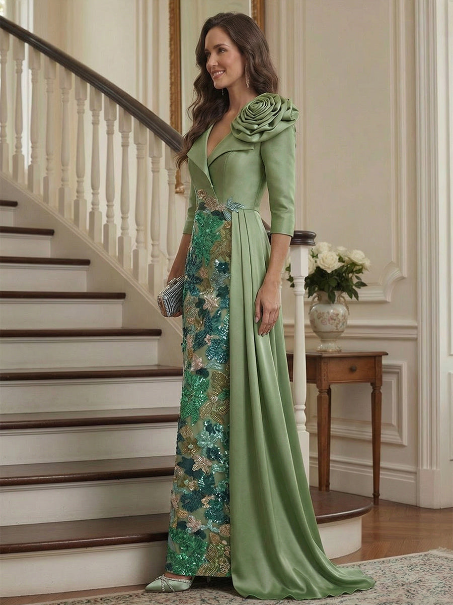Hazel Mae Sage Green side view mother of the bride dress
