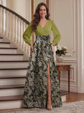 Isabel Rose Olive Green front view mother of the bride dress
