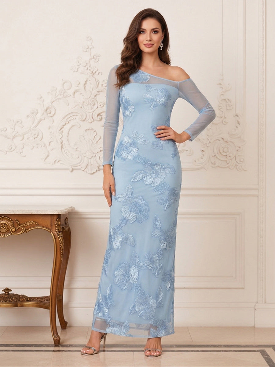 Miranda Mae Sky Blue front view mother of the bride dress
