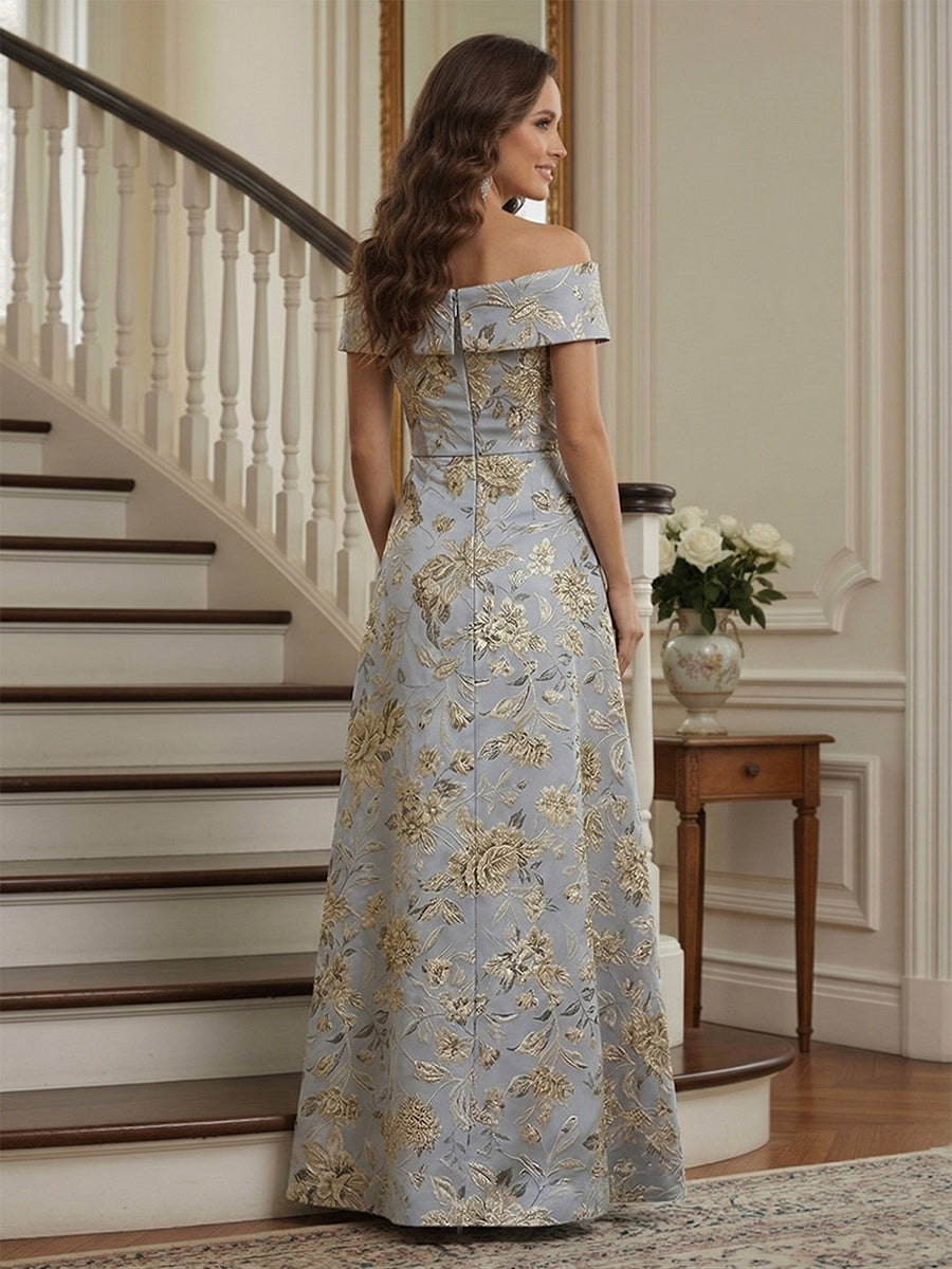 Hazel Mae Dusty Blue back view mother of the bride dress