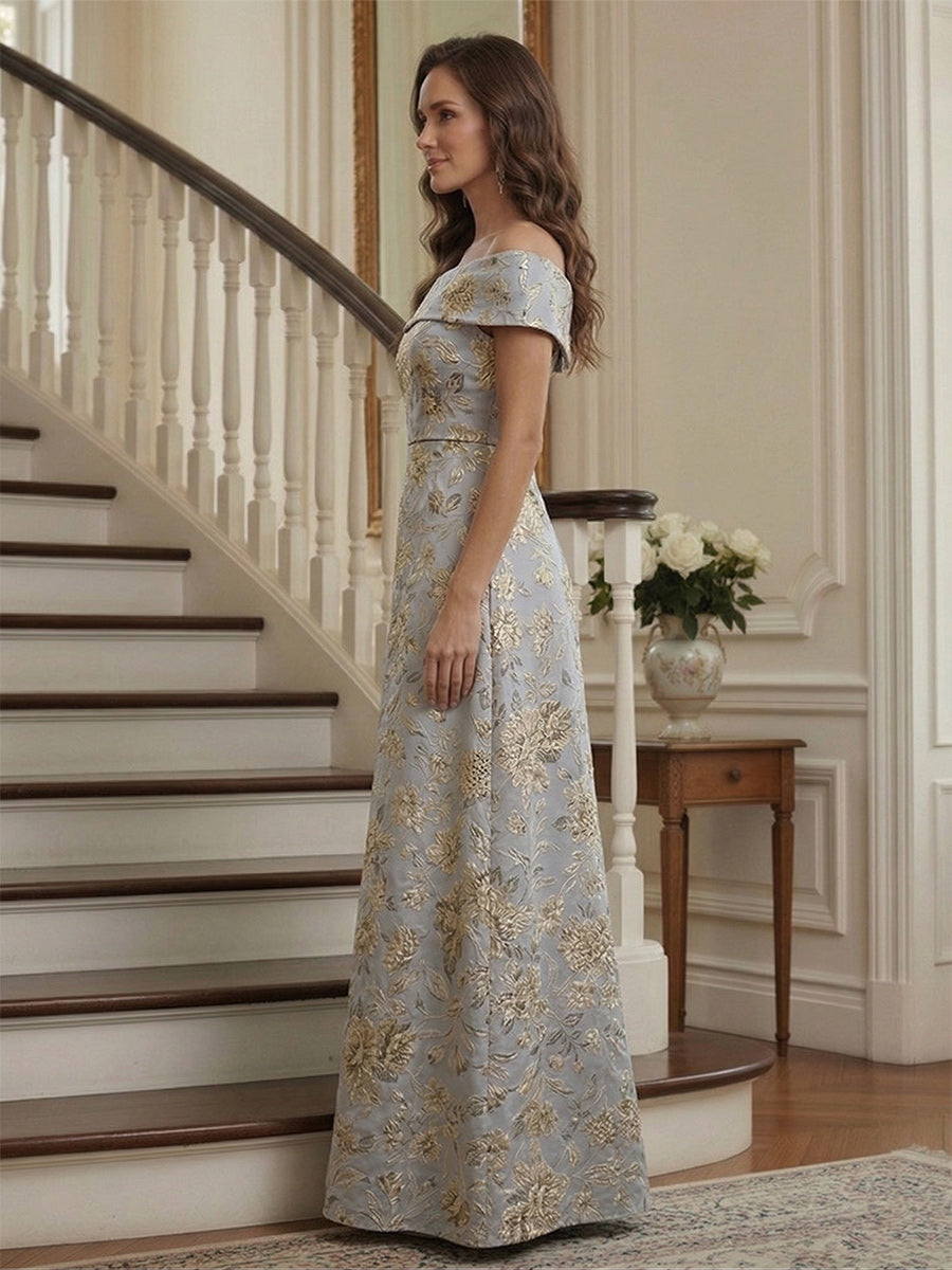 Hazel Mae Dusty Blue side view mother of the bride dress
