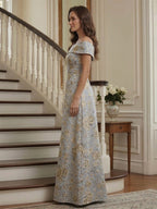 Hazel Mae Dusty Blue side view mother of the bride dress