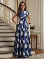 Kiara Mae Navy Blue front view mother of the bride dress