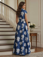 Kiara Mae Navy Blue back view mother of the bride dress