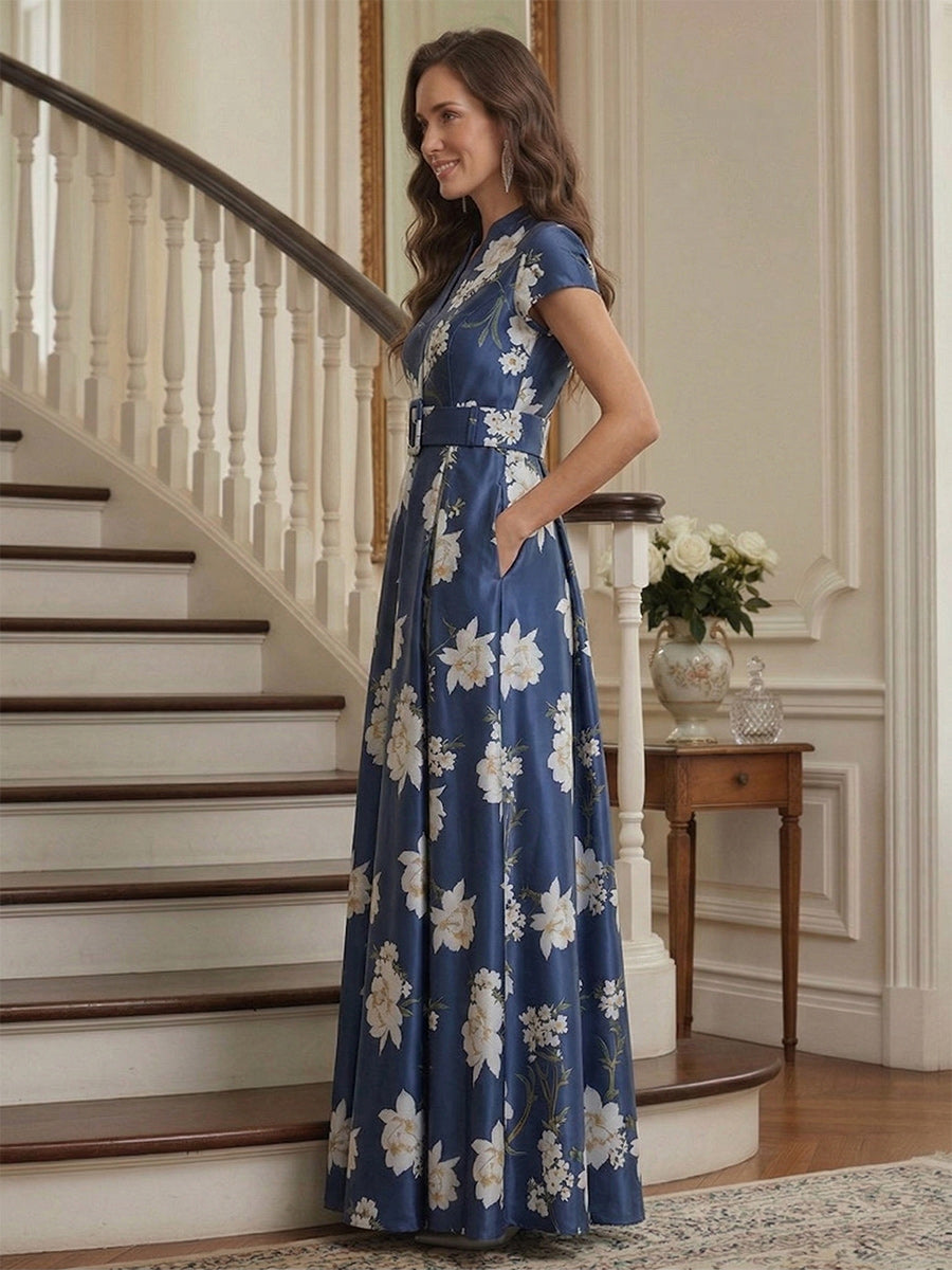 Kiara Mae Navy Blue side view mother of the bride dress