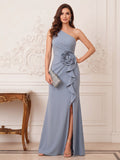 Bella Mae Dusty Blue front view mother of the bride dress