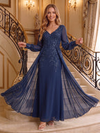 Mabel June Navy Blue front view mother of the bride dress