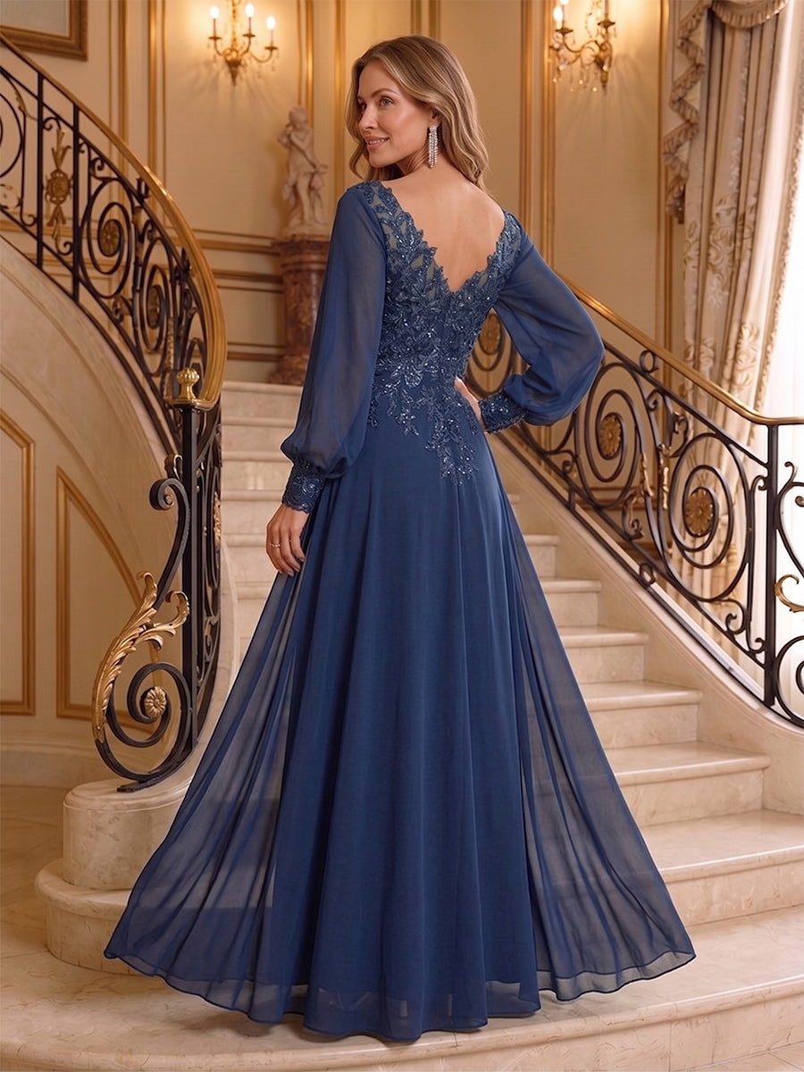 Mabel June Navy Blue back view mother of the bride dress